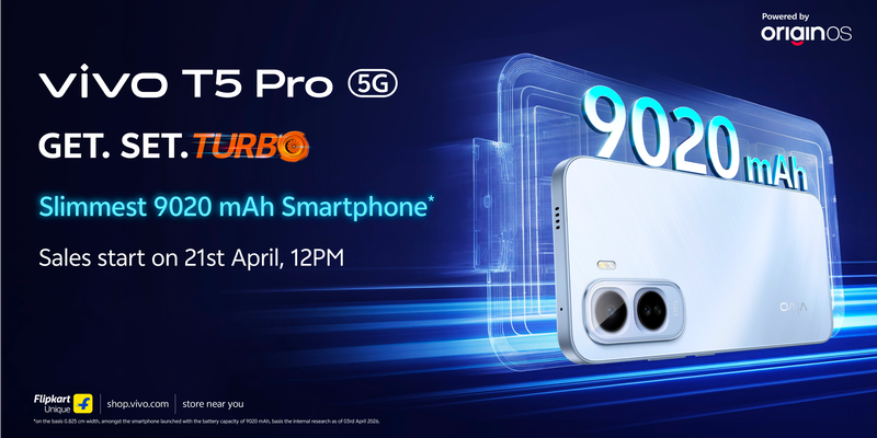 Vivo T5 Pro 5G Meluncur dengan Baterai 9020mAh, Harga Perdana Disertai Diskon Bank Hingga Rs 3000
