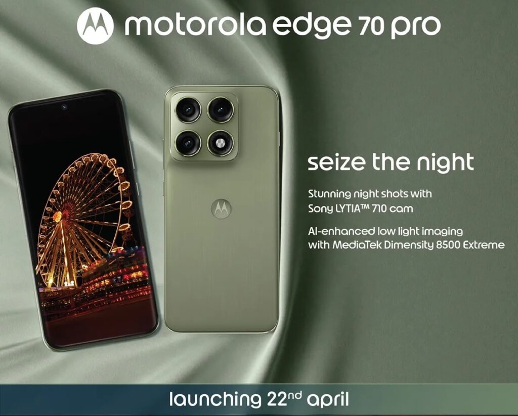 Motorola Edge 70 Pro Meluncur 22 April, Layar 144Hz Dan Baterai 6.500mAh Jadi Andalan