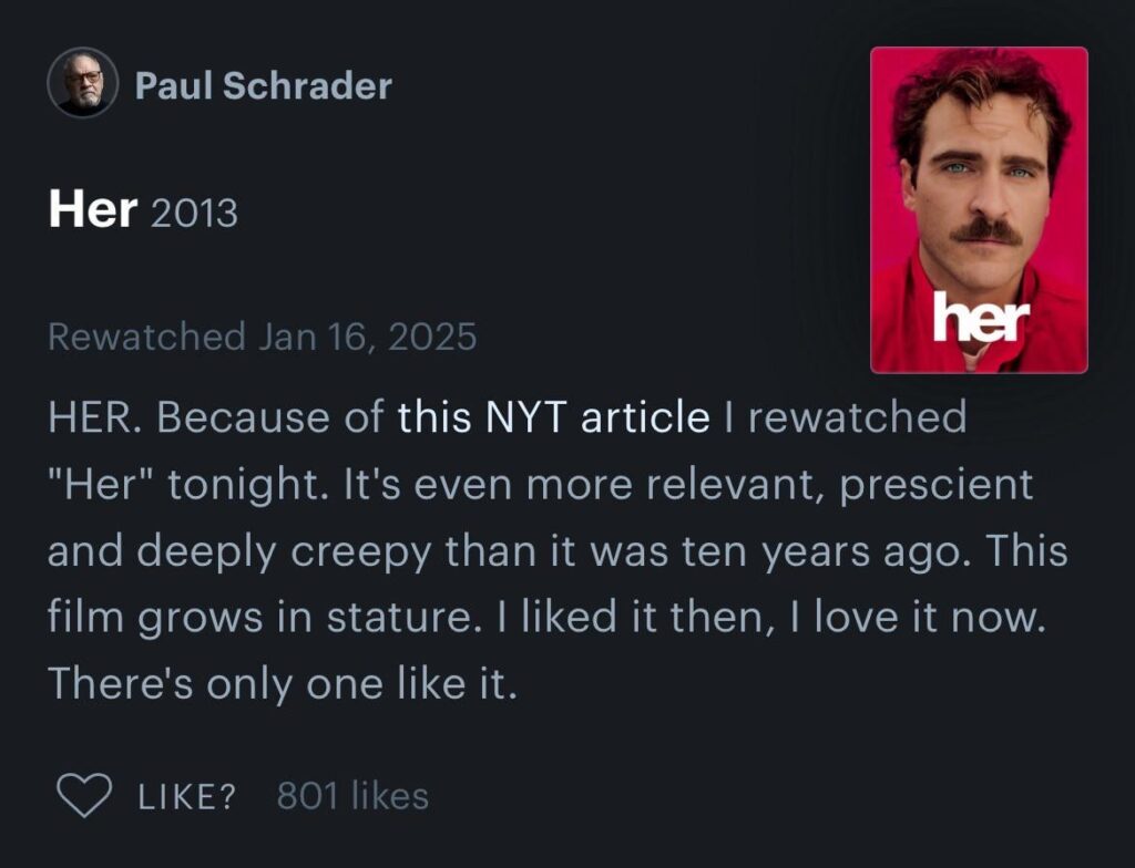 Dipaksa Bicara Soal Kesadaran, Paul Schrader Malah Diblokir AI Girlfriend