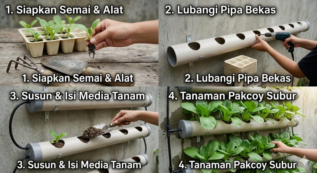 Susun Ember Bekas Bertingkat, Lahan Sempit Pun Bisa Panen Kacang Lebih Rapi