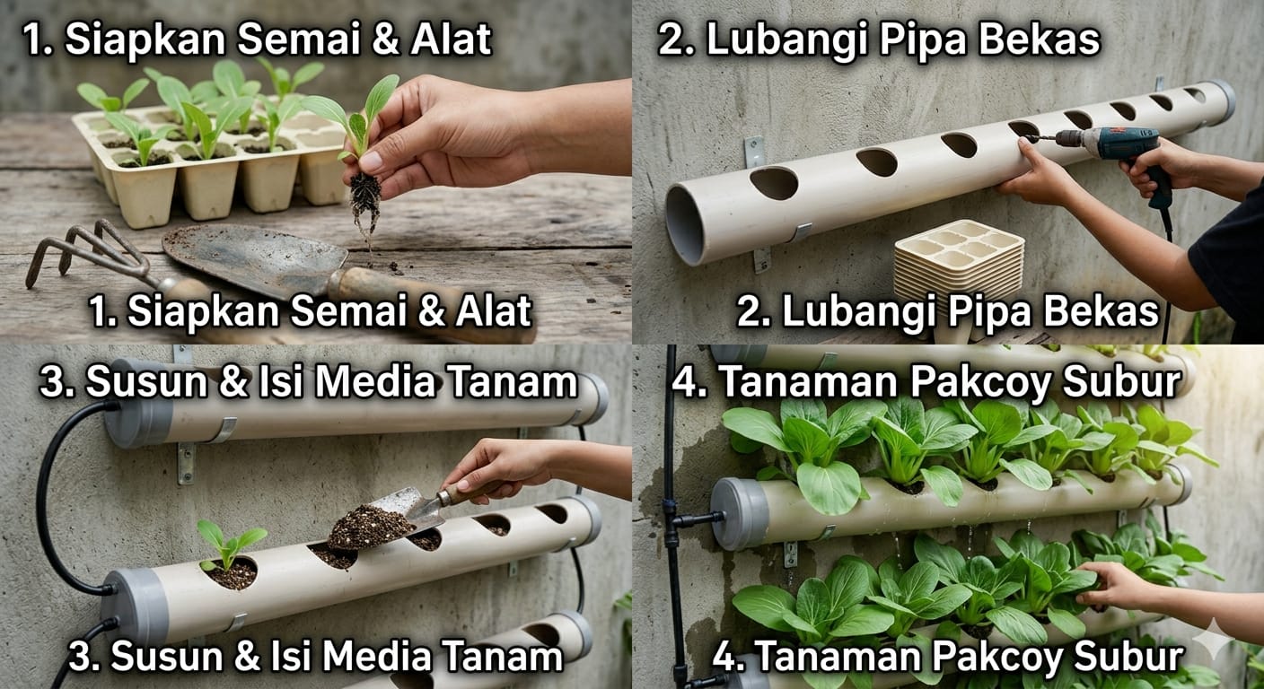 Susun Ember Bekas Bertingkat, Lahan Sempit Pun Bisa Panen Kacang Lebih Rapi
