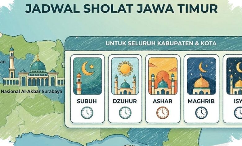 Jadwal Salat Jawa Timur 5 Juni 2026, Selisih Menit Antarwilayah Masih Sangat Tipis