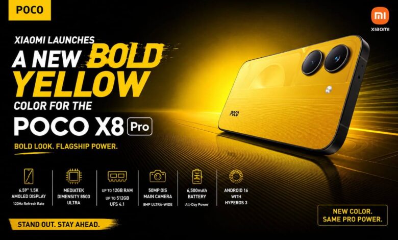 POCO X8 Pro Yellow Tampil Makin Berani, Racetrack dan RGB Bikin Beda