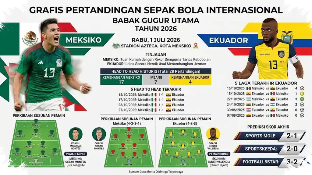 Kutukan 40 Tahun Terputus di Azteca, Meksiko Lolos ke 16 Besar dengan Tenang