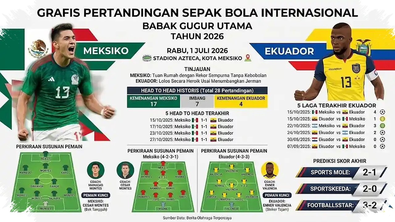 Kutukan 40 Tahun Terputus di Azteca, Meksiko Lolos ke 16 Besar dengan Tenang