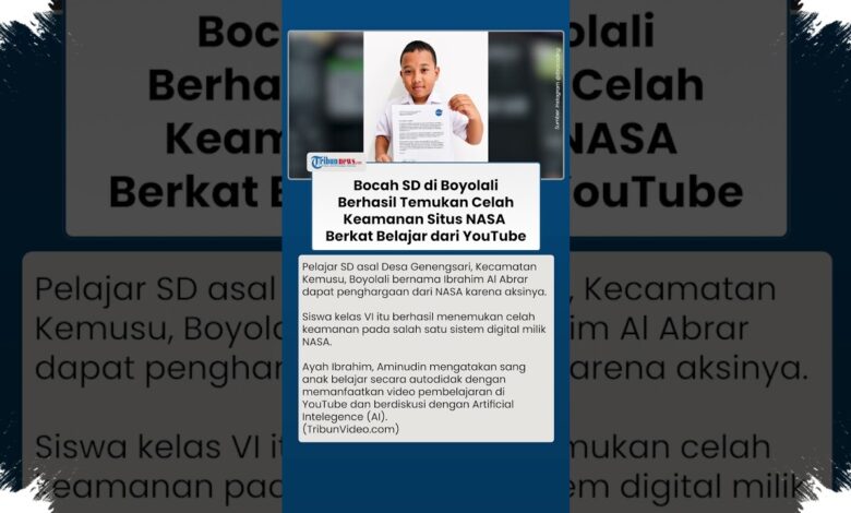 Dari Ponsel dan YouTube, Siswa SD Boyolali Raih Apresiasi NASA atas Temuan Celah