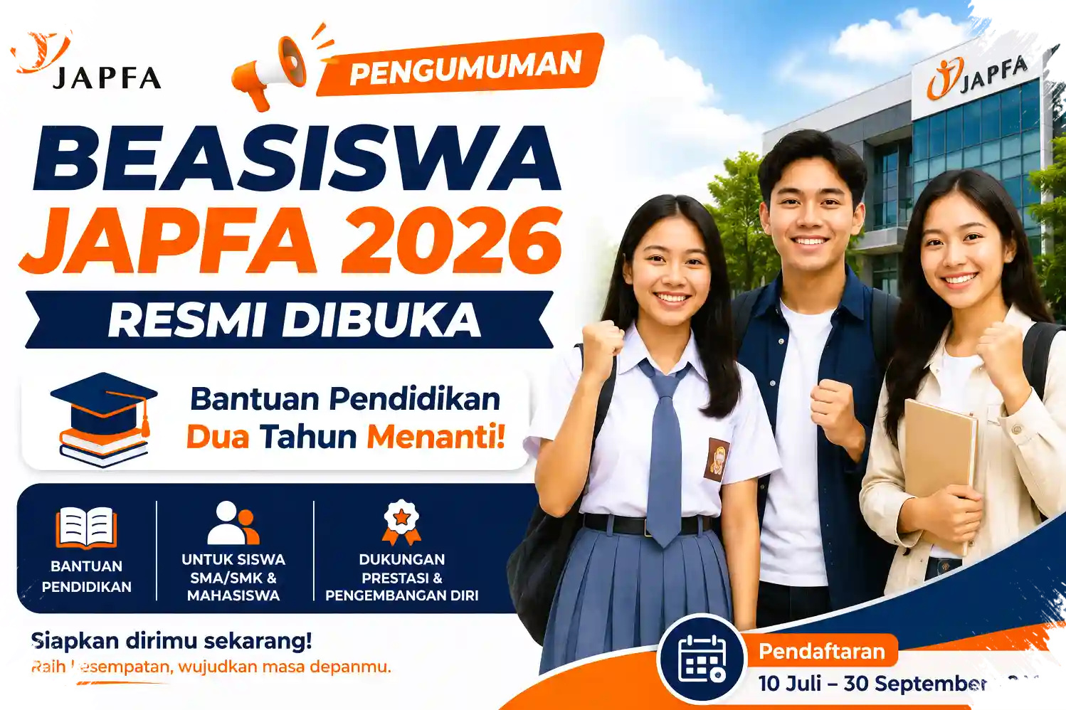 Beasiswa JAPFA 2026 Menawarkan Dukungan 4 Semester, Pendaftaran Dibuka hingga September