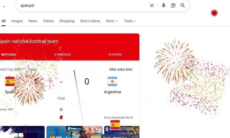 Ketik “Spanyol” di Google, Kembang Api Juara Dunia Muncul di Layar