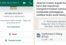 3 Tanda Pesan Tilang WhatsApp Asli, File APK Bisa Menguras Rekening